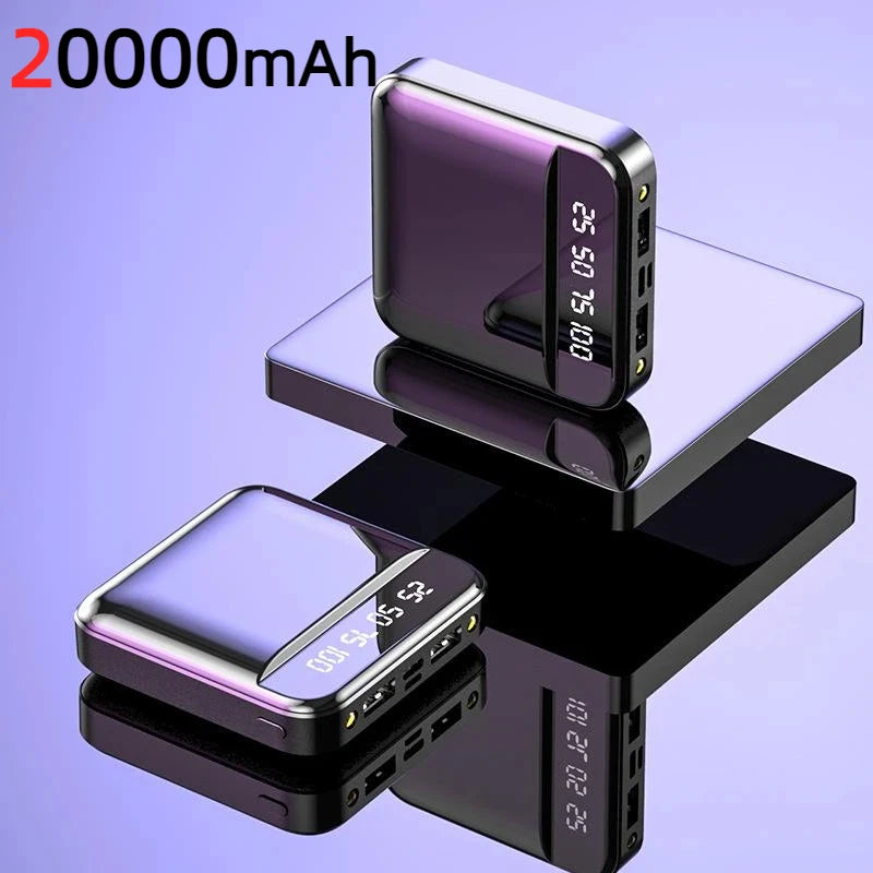 Portable Power Bank with Built-in Cable - High Capacity Fast Charger Black 20000mAh Tidesmit
