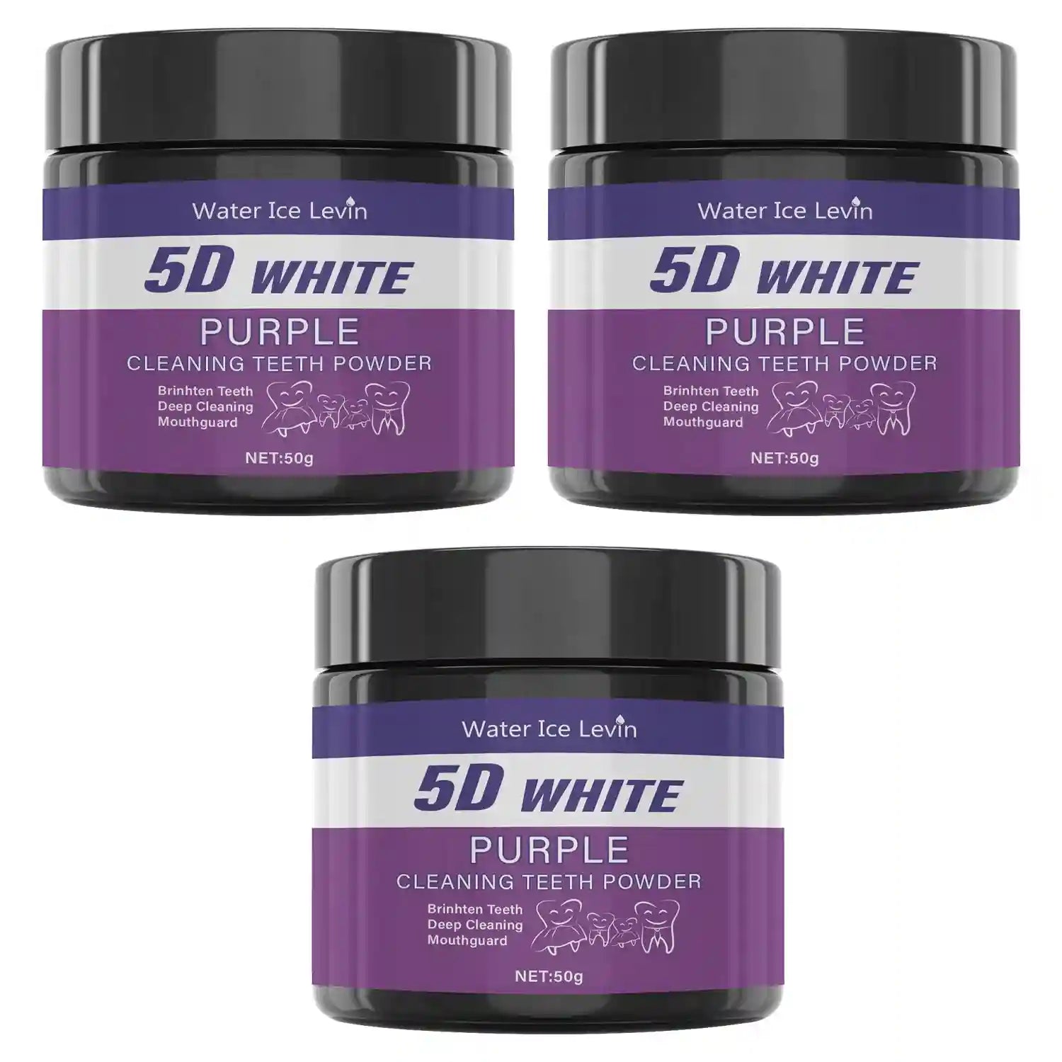 Tidesmit 5D White Purple teeth whitening powder for deep cleaning, stain removal, and fresh breath.