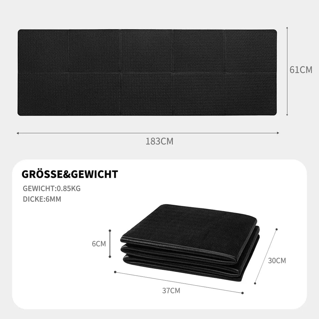 Good Nite Foldable Yoga Mat - TPE Non-Slip 183x61cm for Gym, Pilates & Travel, 0.6cm Thick