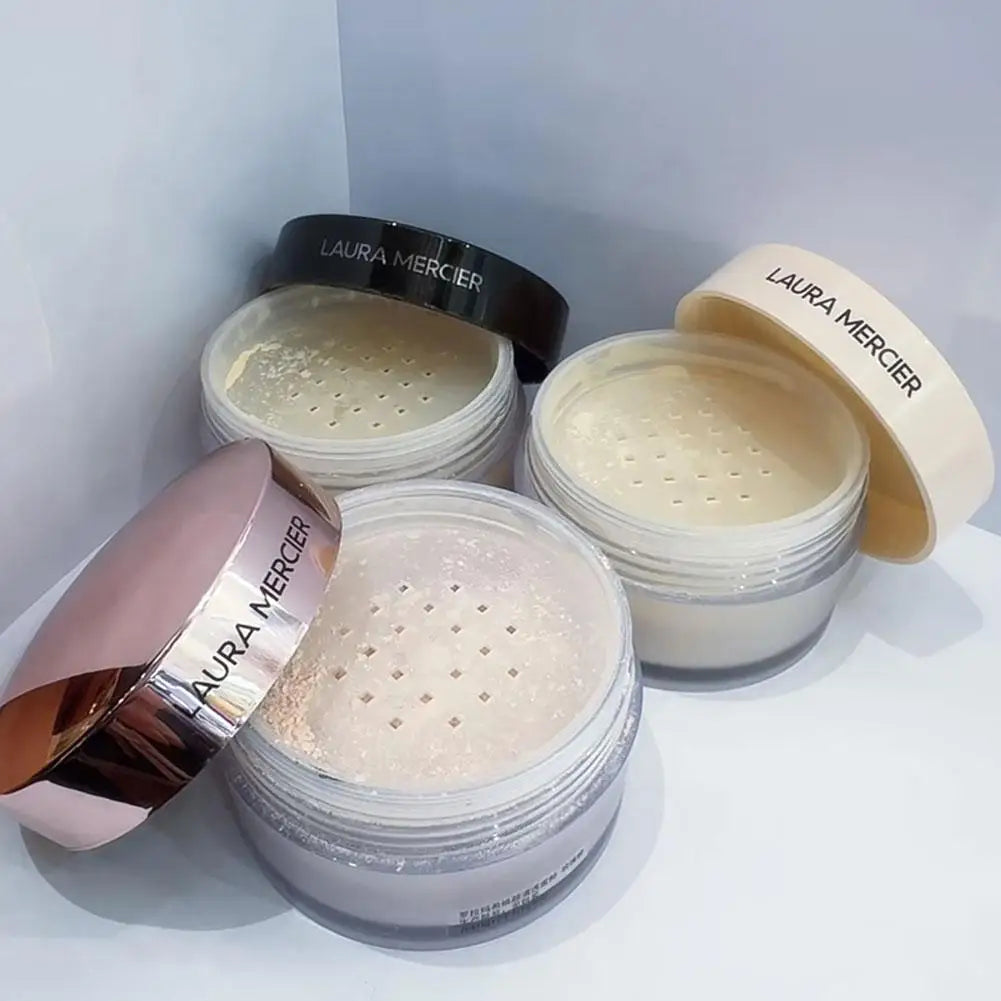 Tidesmit Laura Mercier oil control matte setting powder texture close-up for sweat-proof face makeup finish