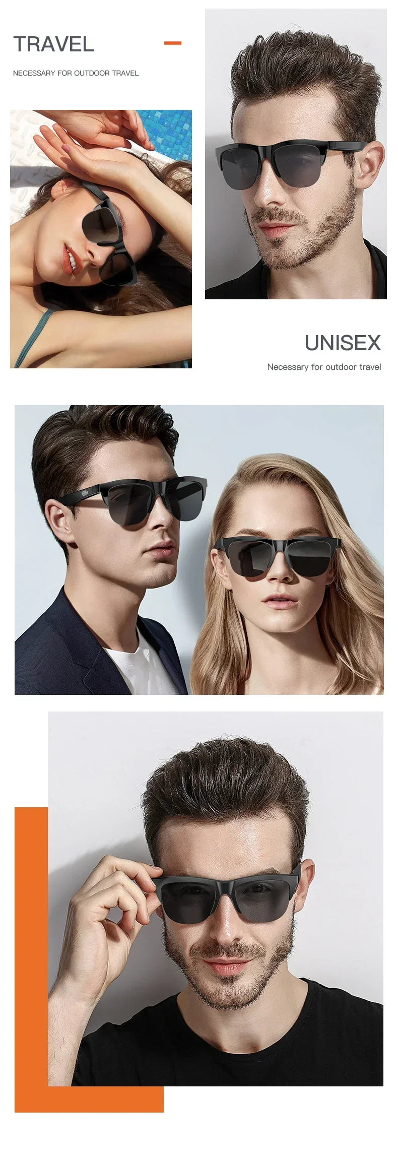 Tidesmit Bluetooth Smart Glasses V5.3 - Wireless Audio & UV Protection Tidesmit