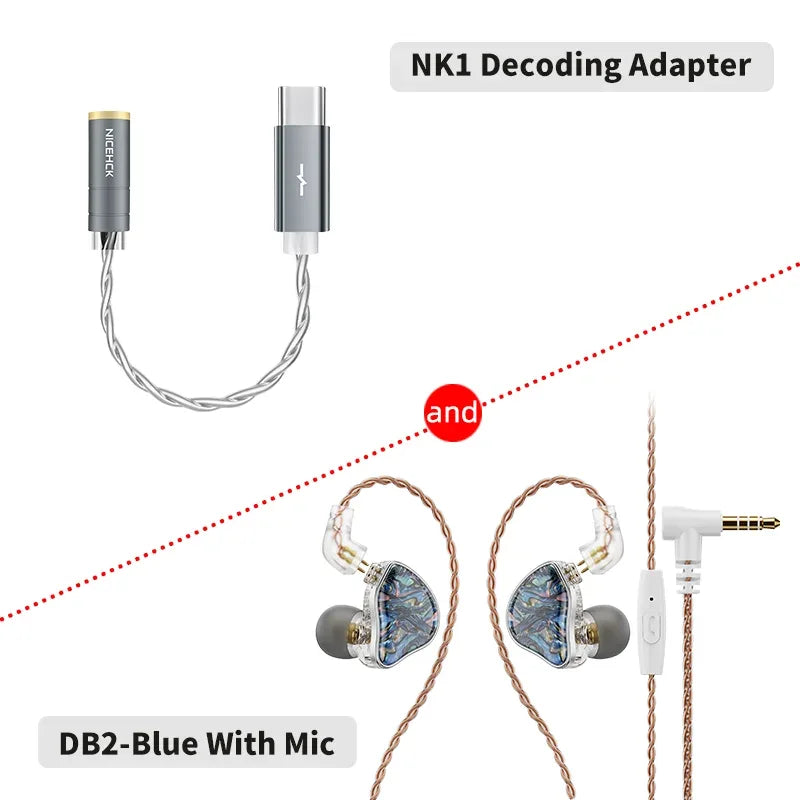 HiFi In-Ear Monitors 1DD+1BA Hybrid Dual Driver Earphones | Tidesmit BlueMic and NK1 Tidesmit