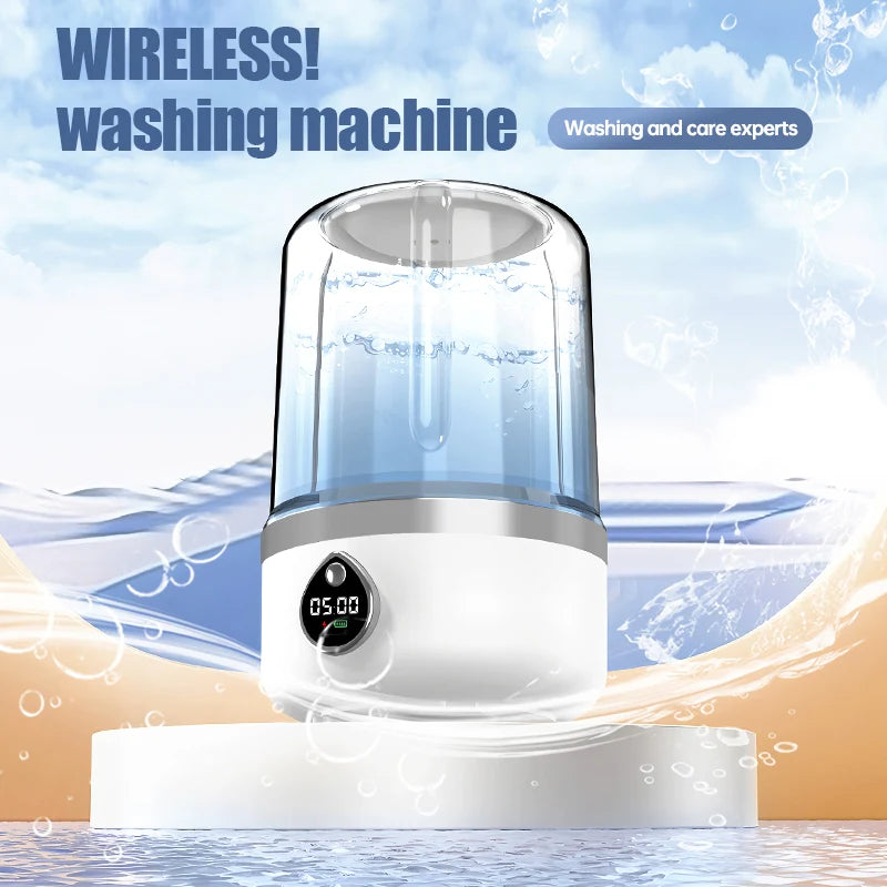 Tidesmit 1.5L portable wireless underwear and socks washing machine with LED laundry bucket, side view, 12