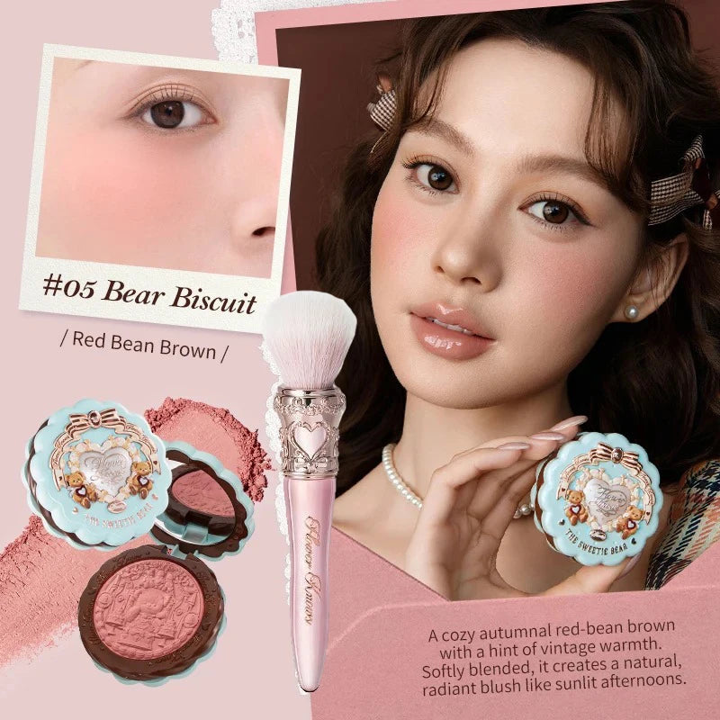 Tidesmit Sweetie Bear silk satin blush powder matte face makeup swatch