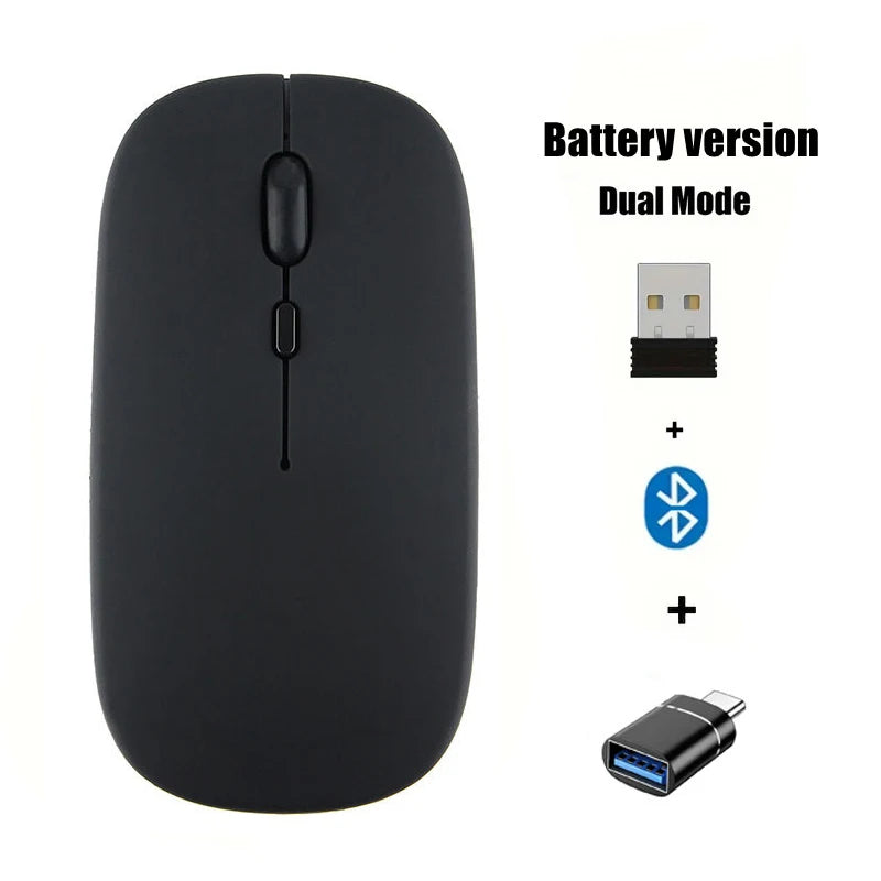 Wireless Mouse with 2.4G Bluetooth-compatible Dual Modes, 1600 DPI Adjustable, Silent Clicking, Portable Ergonomic Laptop Mouse