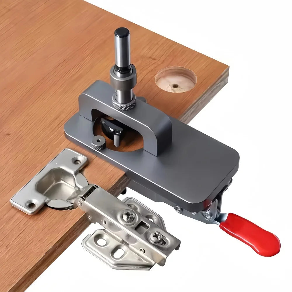 35mm Hinge Jig Kit - Adjustable Drill Guide Template for Cabinet Doors, Woodworking Positioning Tool with Depth Stop