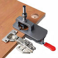 35mm Hinge Jig Kit - Adjustable Drill Guide Template for Cabinet Doors, Woodworking Positioning Tool with Depth Stop