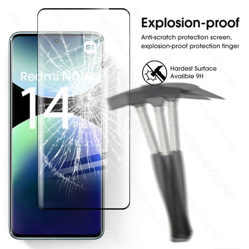 Redmi Note 14 Pro Plus 9D Curved Tempered Glass Screen Protector Tidesmit
