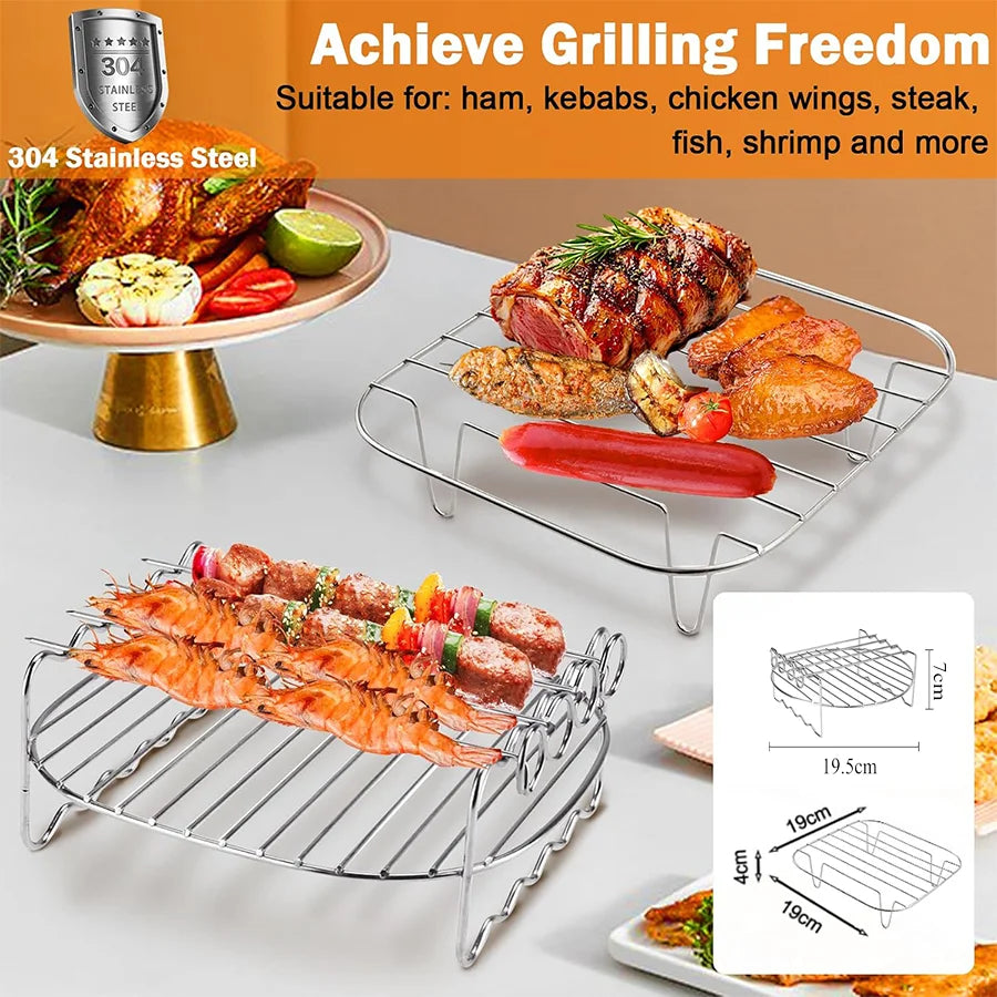 Air Fryer Accessories for COSORI 5.5L/6L/6.2L/6.4L, for Ninja AF180EU 6.2L Air Fryer Accessories Grill Rack Air Fryer Accesorios