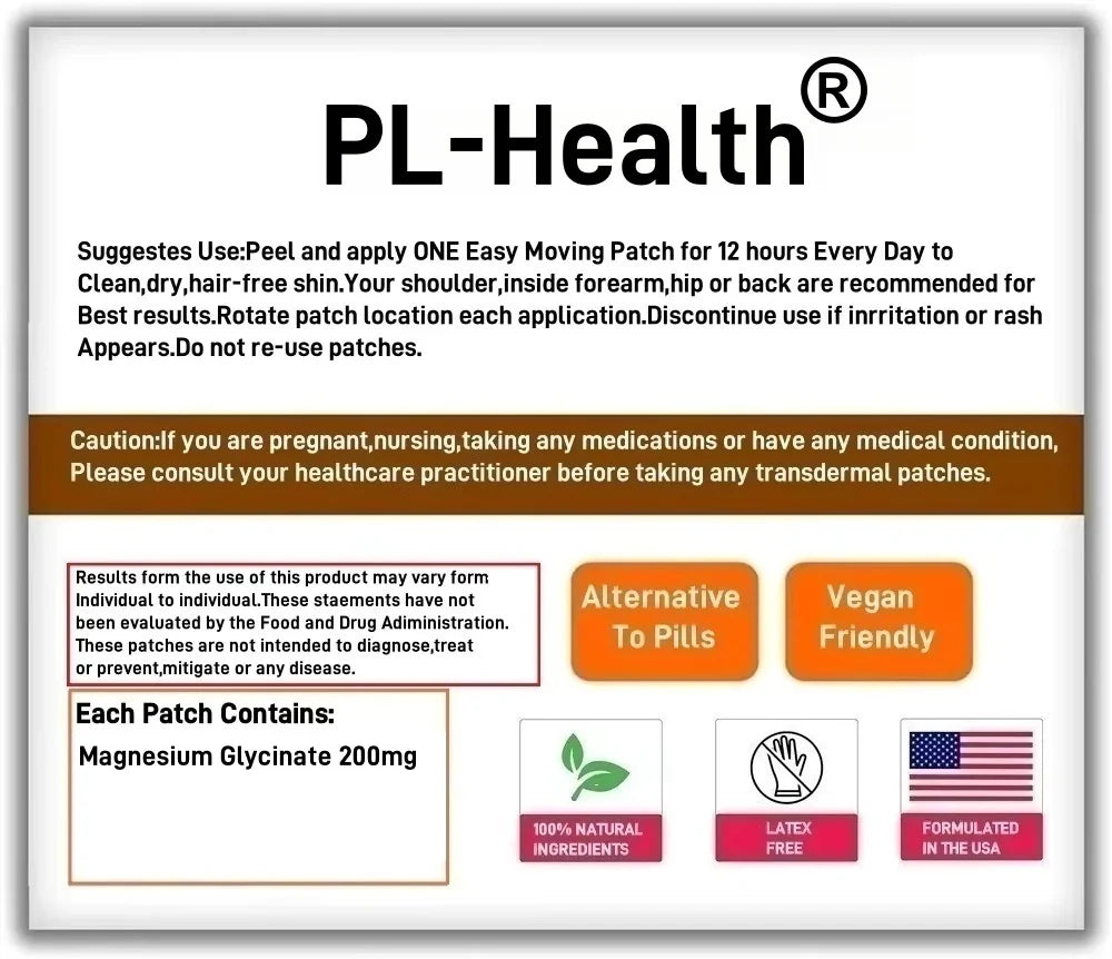 30 Patches Magnesium Glycinate Transdermal Patches - Support for Sleep, Muscle & Heart Health