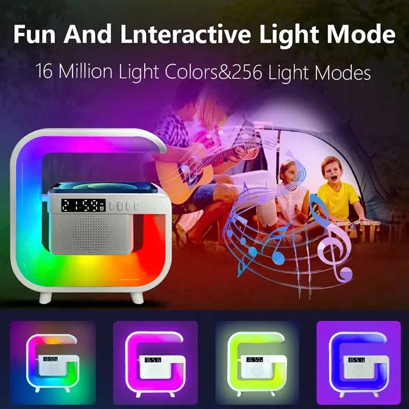 Wireless Charger Stand with Bluetooth Speaker and RGB Light - G3 Black Tidesmit