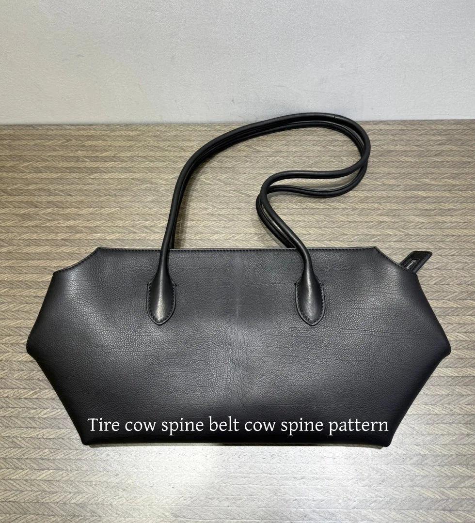 2026 new cow spine leather large capacity shoulder bag, leather handbag, commuting leather women's bag, high-end customized vers