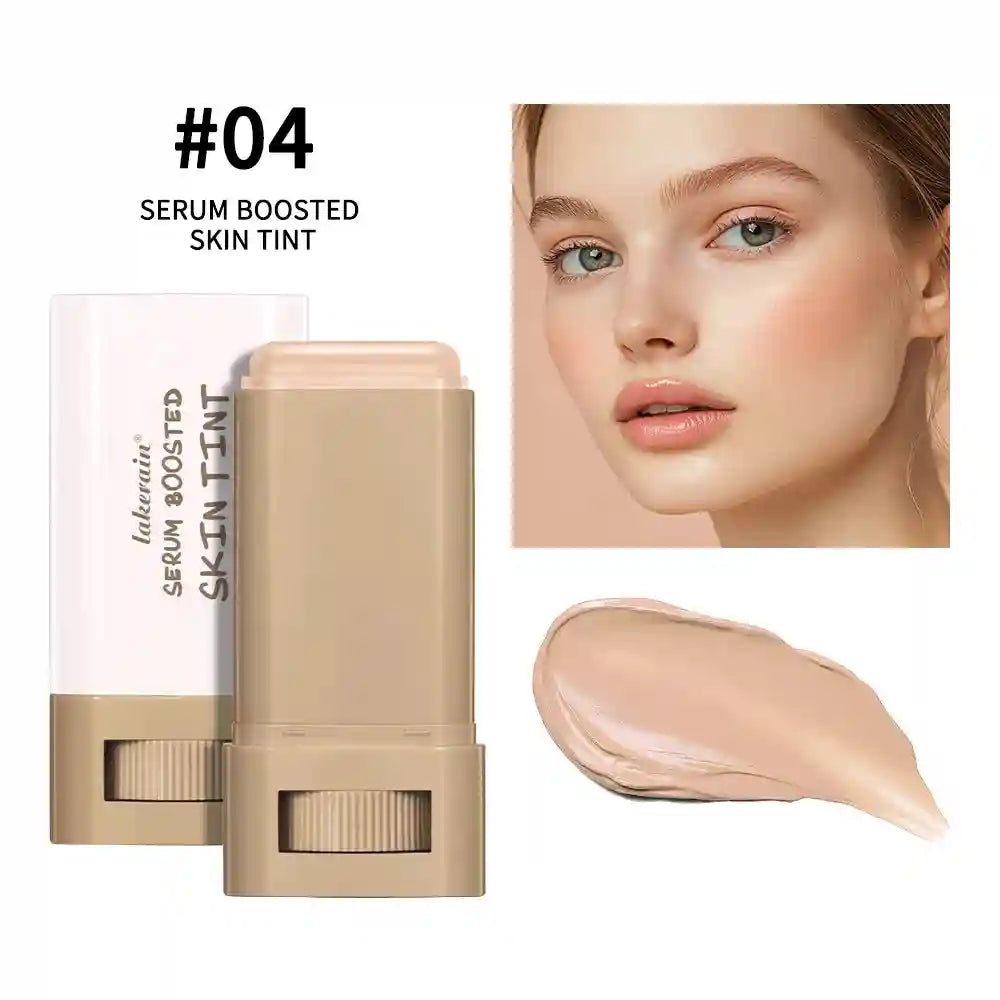 Tidesmit serum boosted foundation stick showing silky texture and shade swatch for natural skin tone coverage