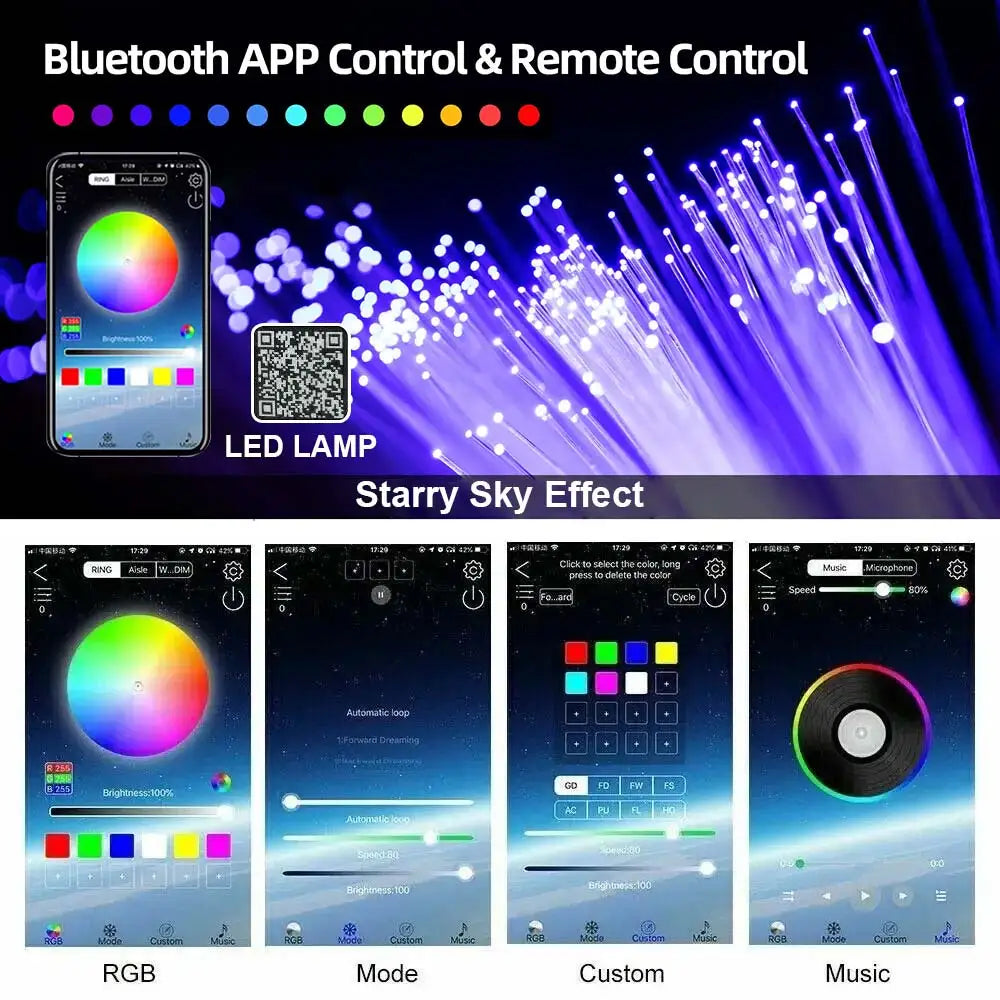 Fiber Optic Star Ceiling Kit - RGBW LED Car Roof Light System Tidesmit