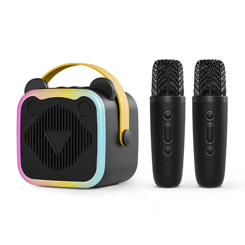 K10 Wireless Bluetooth Speaker With 2 Microphone RGB Light Outdoor Home Karaoke Voice Change Mini Speaker for Family Gifts