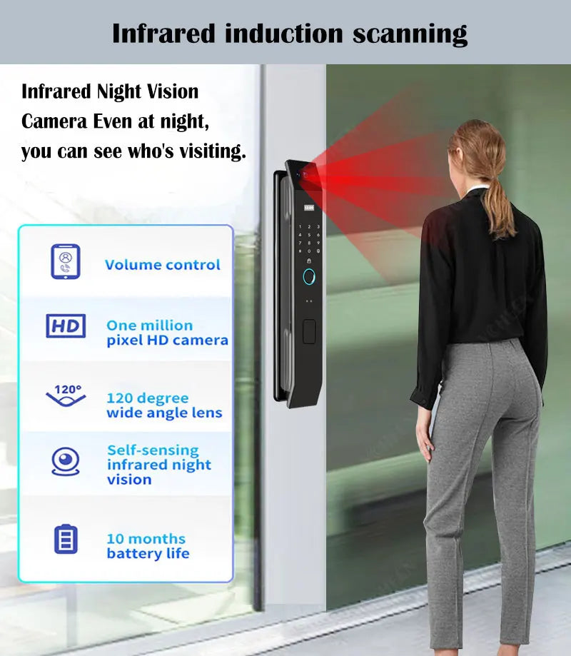 3D Face Recognition Door Lock Tuya App Can Video Intercom Unlock Digital Smart Lock Fingerprint Key Card Nfc Phone Lock