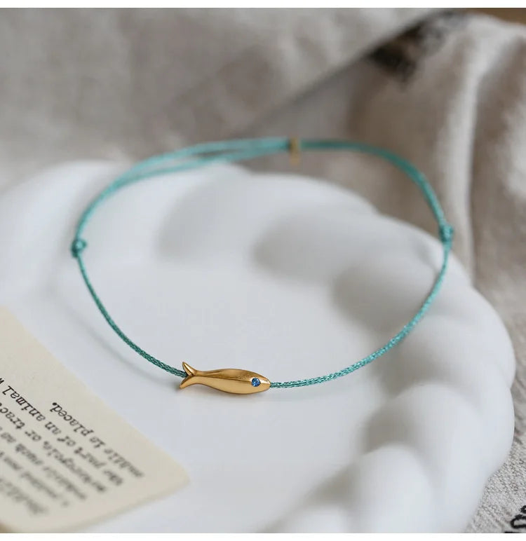 925 Sterling Silver Koi Fish Anklet Rope for Women Girl Cute Fashion Summer Jewelry Dropshipping Wholesale