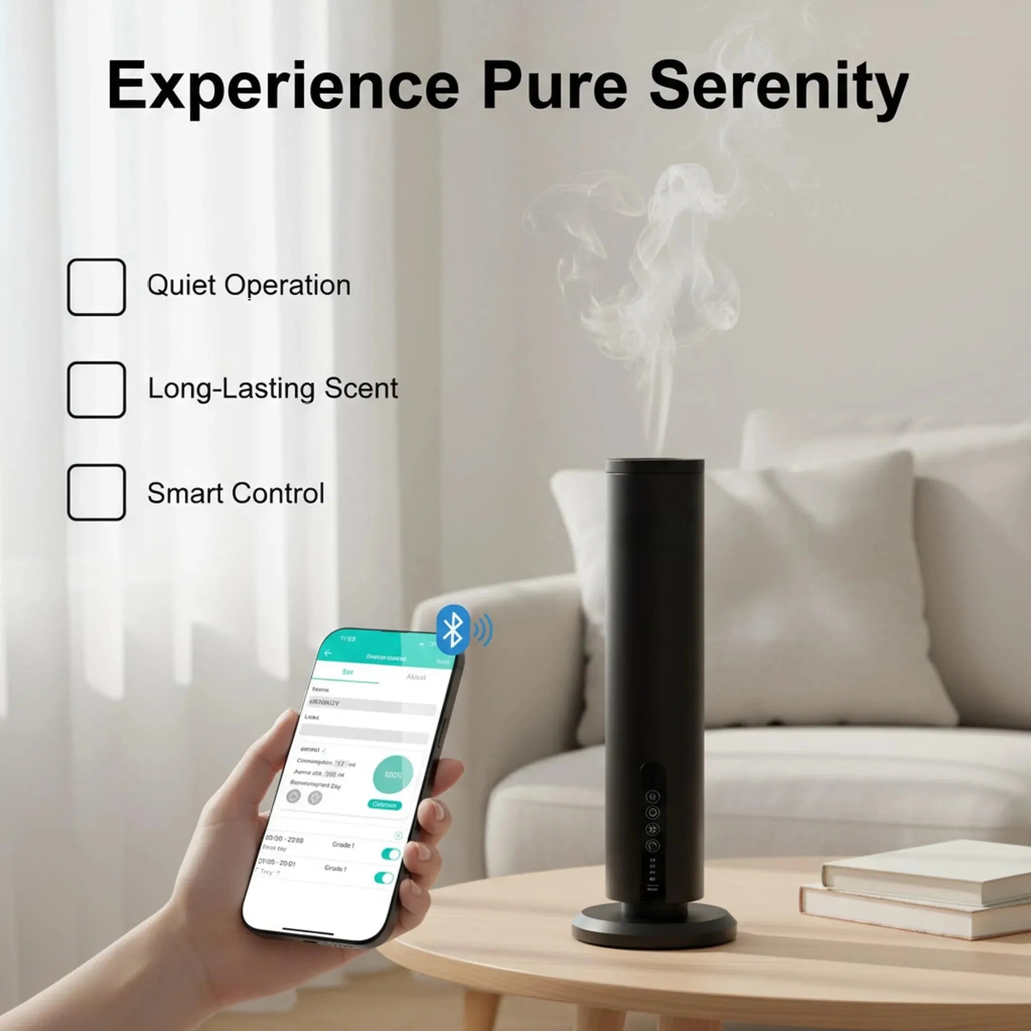 Waterless Essential Oil Diffuser  Wireless Rechargeable Bluetooth Control – Cold Air Aromatherapy Scent Machine for Large Rooms