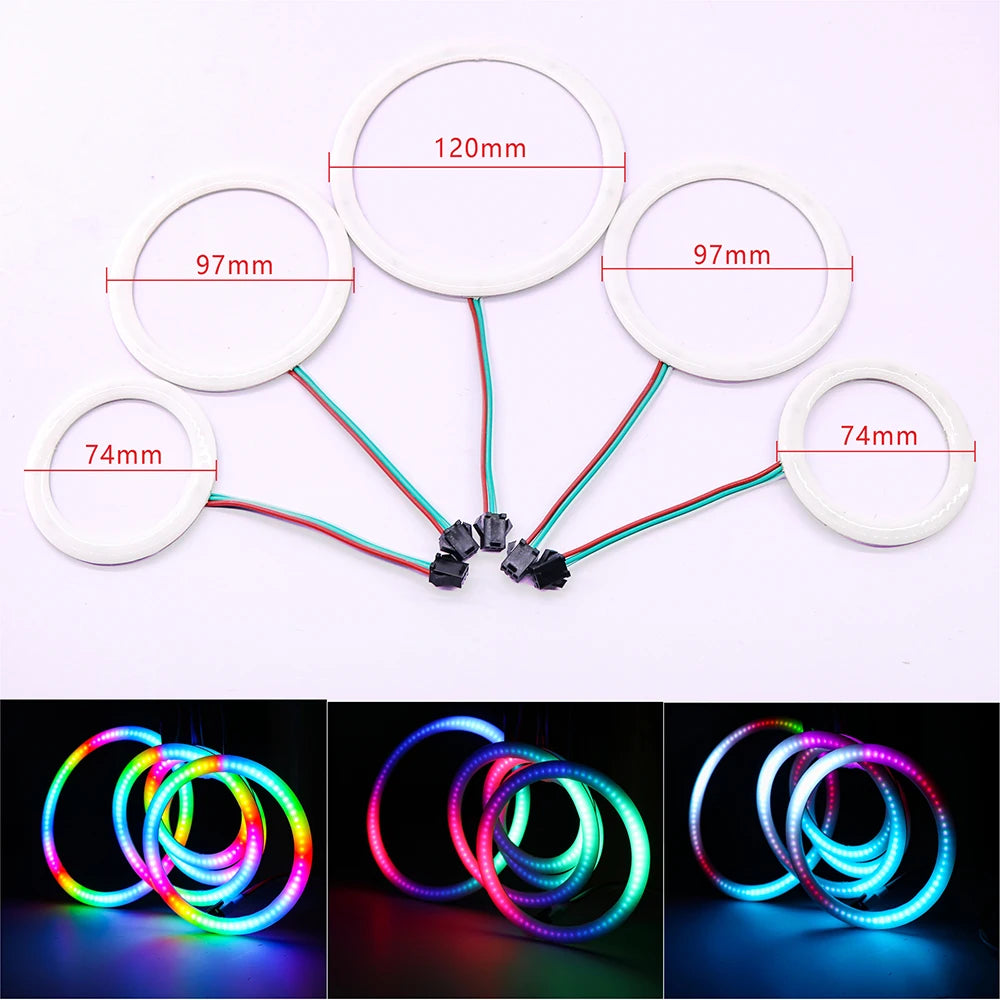 WS2812B COB Pixel Ring Light  27/48/73/96/120mm Individually Addressable WS2812 IC Smart DC5V RGB RING COB  Light Addressable 5V