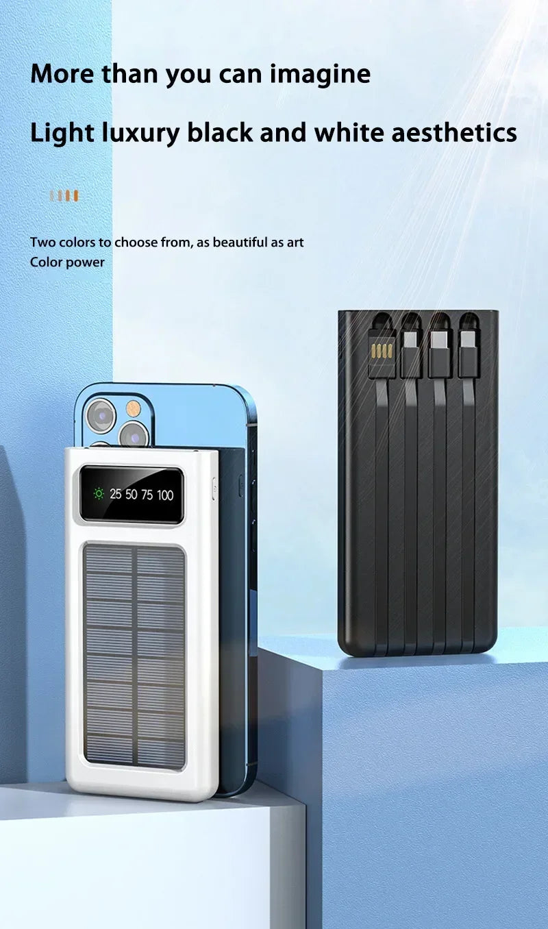 Portable Charger 200000mAh Power Bank with 4 Built-in Cables - Tidesmit Tidesmit