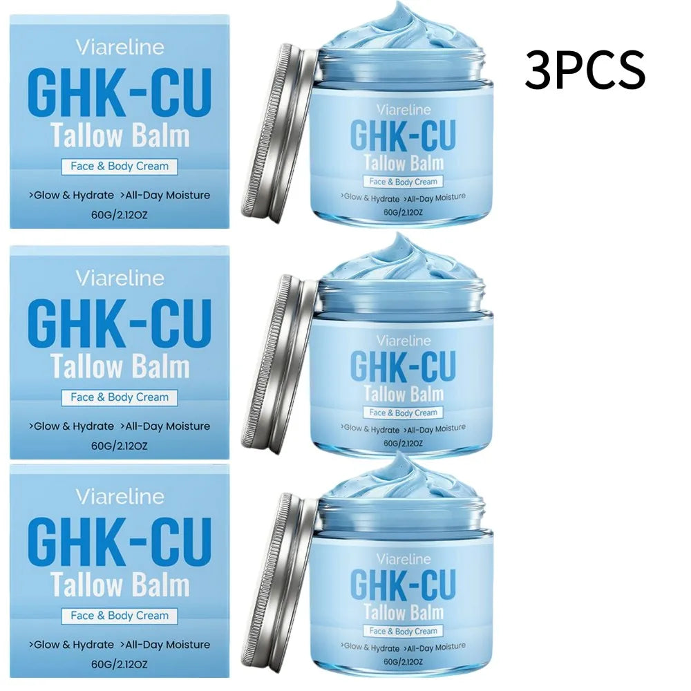 GHK-CU Copper Peptide Tallow Balm, Hydrating Firming Face & Body Cream, Gentle All-Day Moisture for All Skin Types 60g
