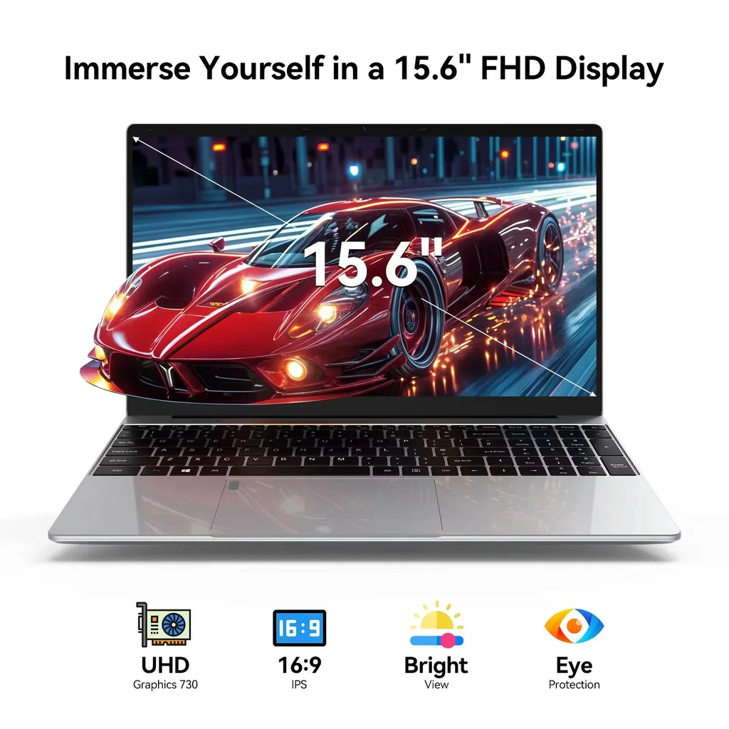 Sleek Original Radiant 15.6'' Laptop Intel N3700 FHD IPS 120Hz,32GB/2TB SSD,5000mAh & Backlit Keyboard