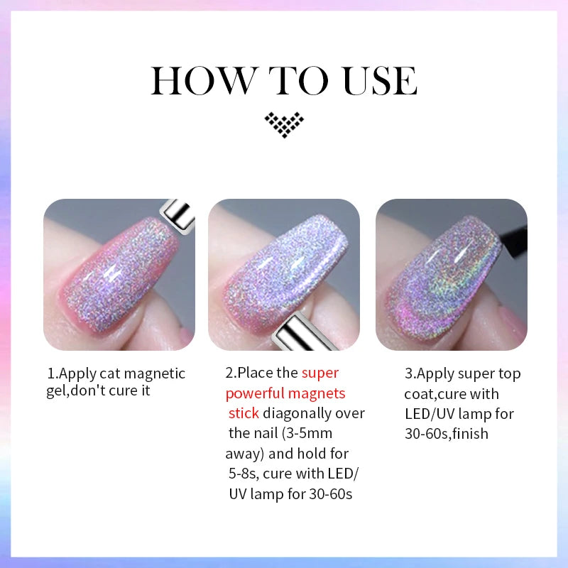 9D Cat Eye Gel Polish Magnetic UV LED Varnish for Professional Manicure Permanent Makeup Machines Tidesmit
