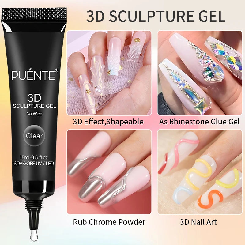 3D Sculpture Gel Nail Polish 15ml - Professional Soak Off Formula Permanent Makeup Machines Tidesmit