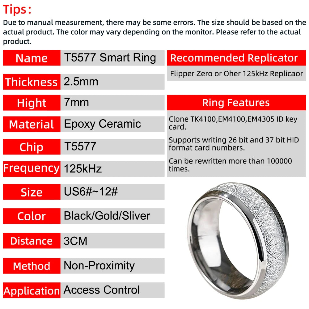 RFID Smart Health Ring with T5577 Chip - Gold & Silver Tidesmit Tidesmit
