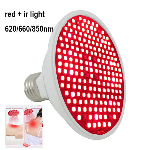Round red light therapy LED bulb, 620/660/850nm for wellness, pain relief, and skin rejuvenation therapy.