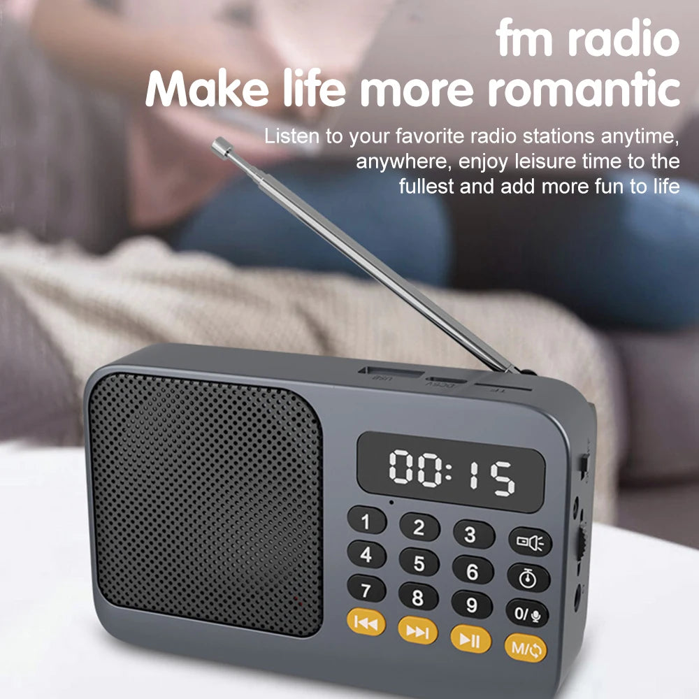 Bluetooth 5.0 FM Radio Portable Speaker with LED Light Support Recording TF Card USB Play Wireless Speaker Radio FM Receiver