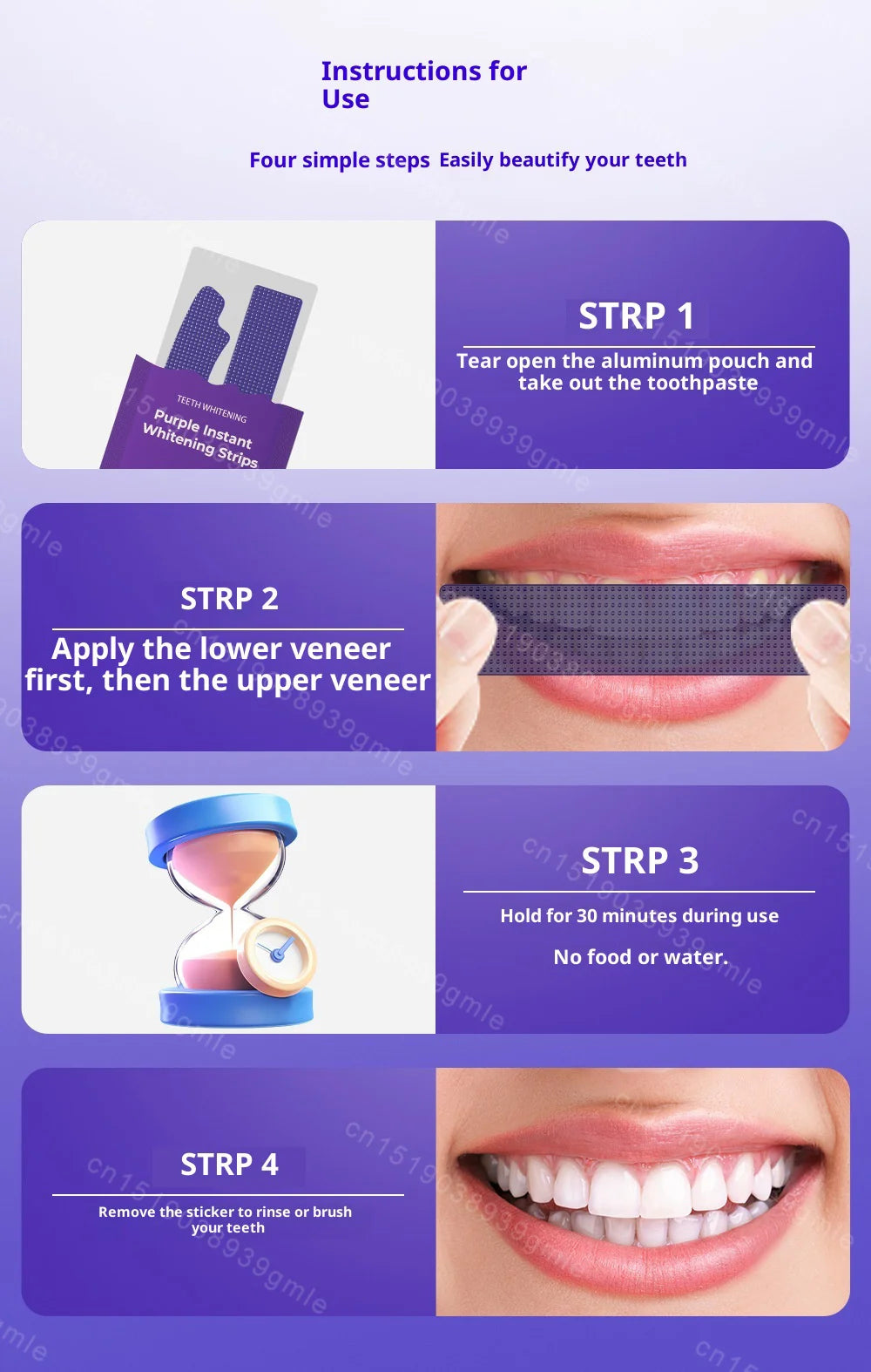 Tidesmit teeth whitening strips for removing yellow stains and plaque for a brighter smile and fresh breath.