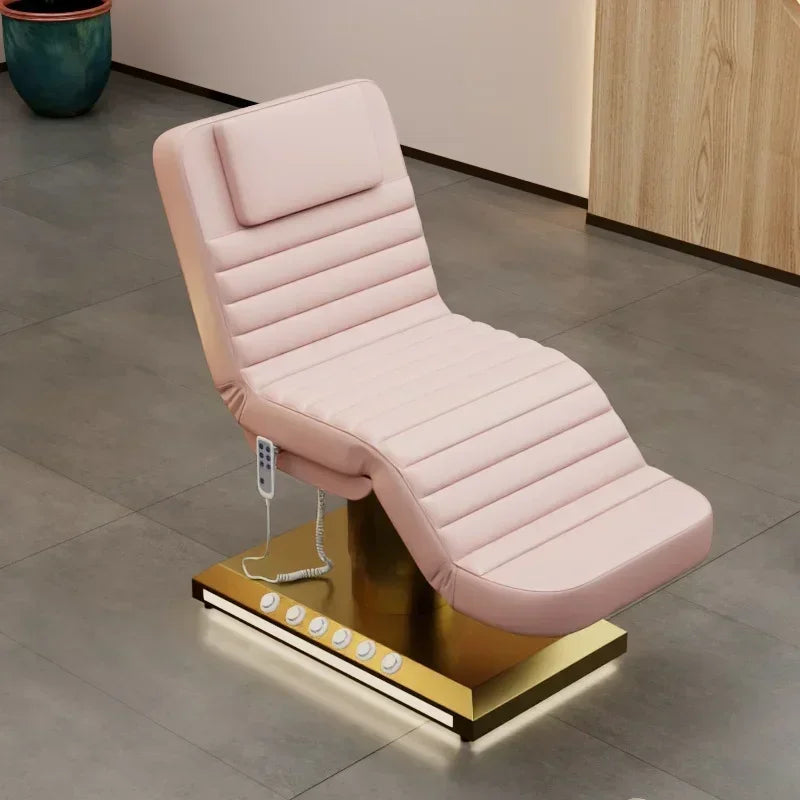 Electric Beauty Bed with 3 Motors and Gold Stainless Steel Base Massage Chairs Pink three motors Tidesmit