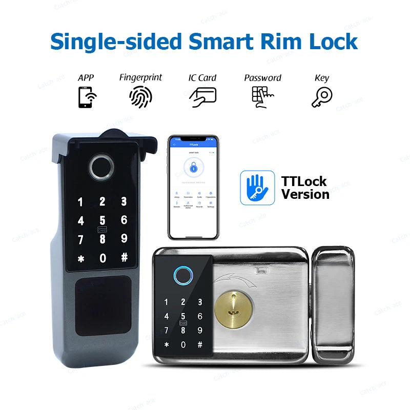 TTLock WIFI Version Double Side Fingerprint Waterproof Outdoor Gate Passcode Rfid Card Keyless Smart Door Lock