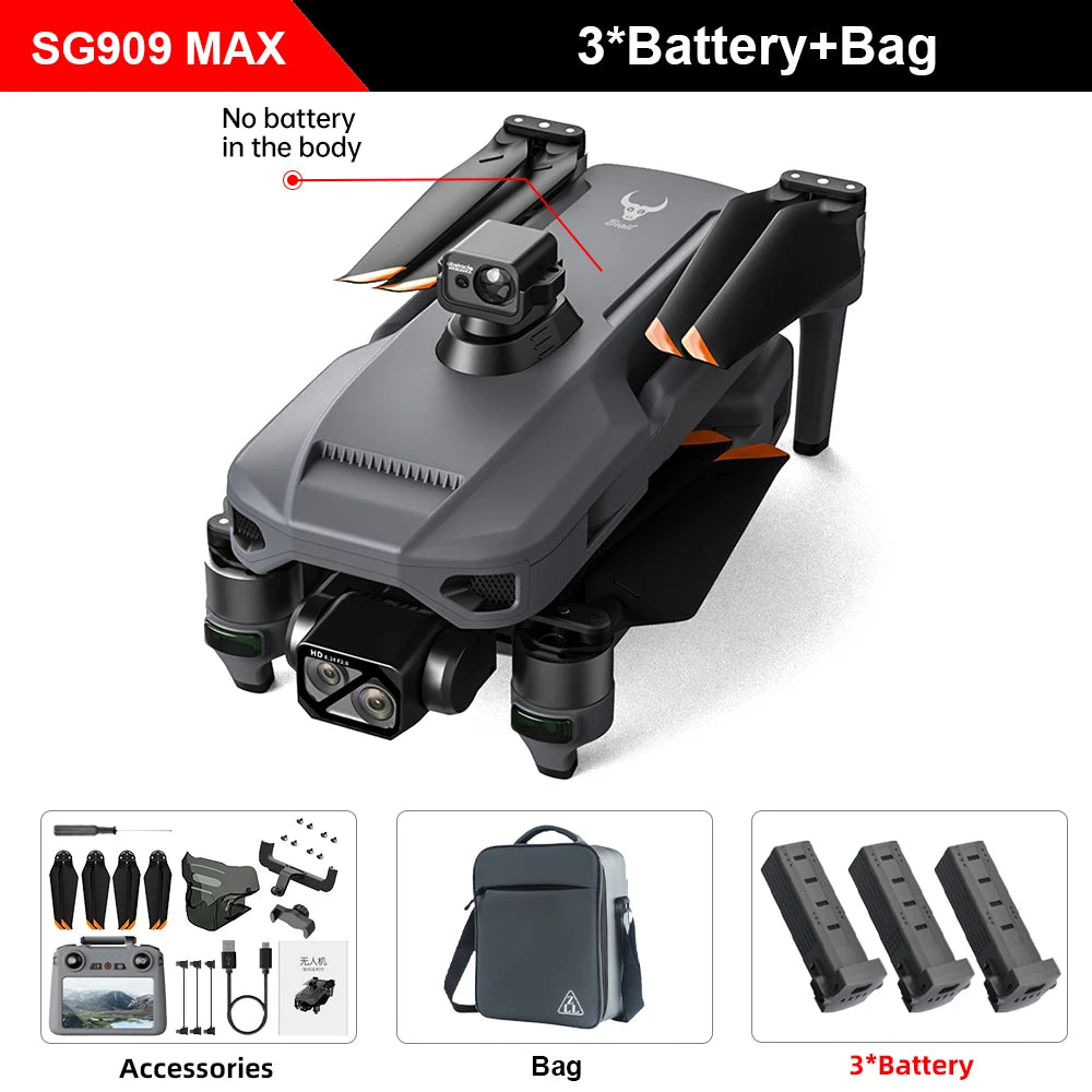 4K GPS Drone with Obstacle Avoidance - Foldable Quadcopter SG909 MAX SG909 MAX 3B CB Tidesmit