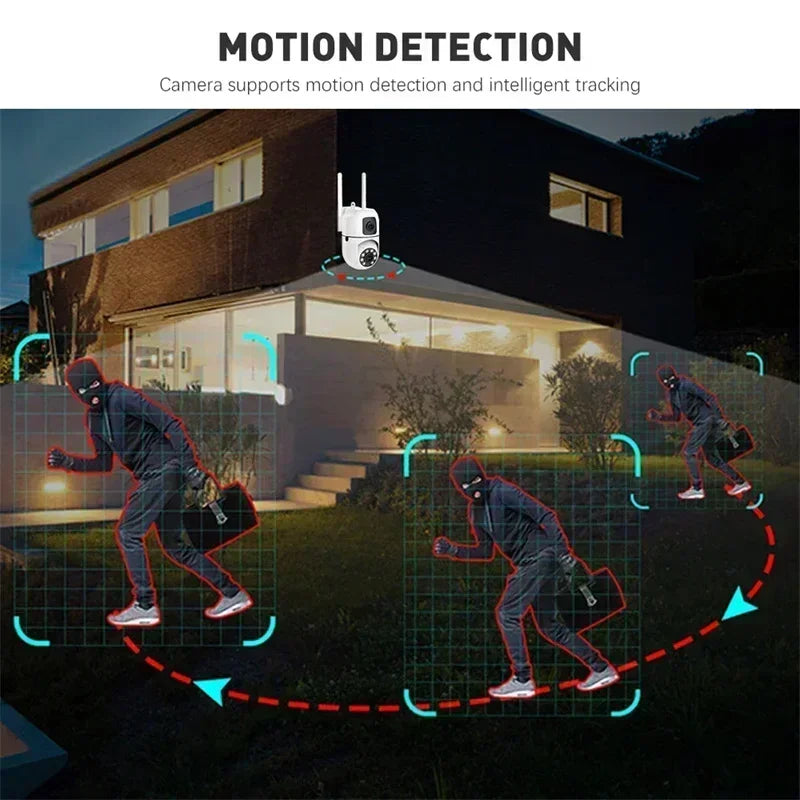 8MP WIFI Surveillance Camera Dual Lens Dual Screen 5MP IP Cameras Wireless Auto Tracking Color Night Vision 10X Zoom HD Camera