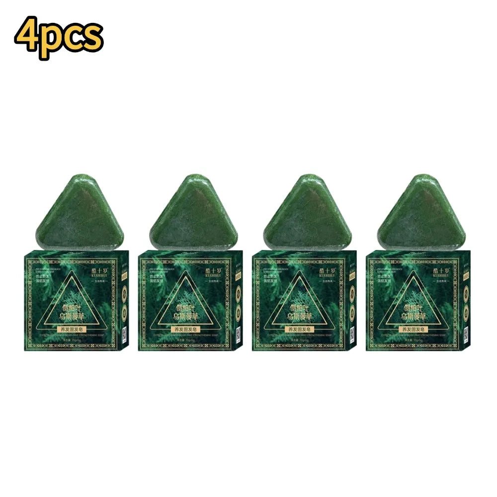1-10PCS Triangle Shampoo Bar, Usman Grass Shampoo Bar,Nature Seven Green Soap Shampoo, Calming & Strengthens Hair for Women Men
