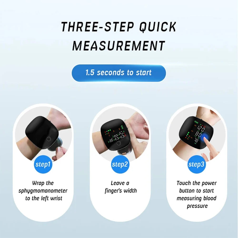 Blood Pressure Monitor New LED Rechargeable Wrist Blood Pressure Monitor English Spanish Voice Broadcast Tonometer BP Monitor