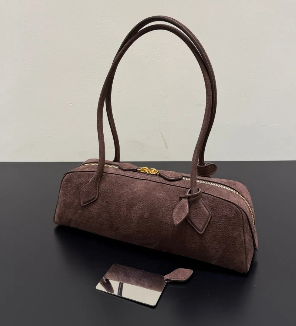 2026 high-quality genuine leather sausage bag, high-end customized high silk gloss leather handbag, women's shoulder bag