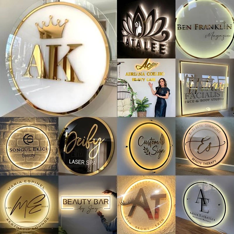 Custom 3D Backlit Business Sign Metal Sign For Beauty Salon Clinic Led Letters Halo Lit Business Logo Light up Company Sign