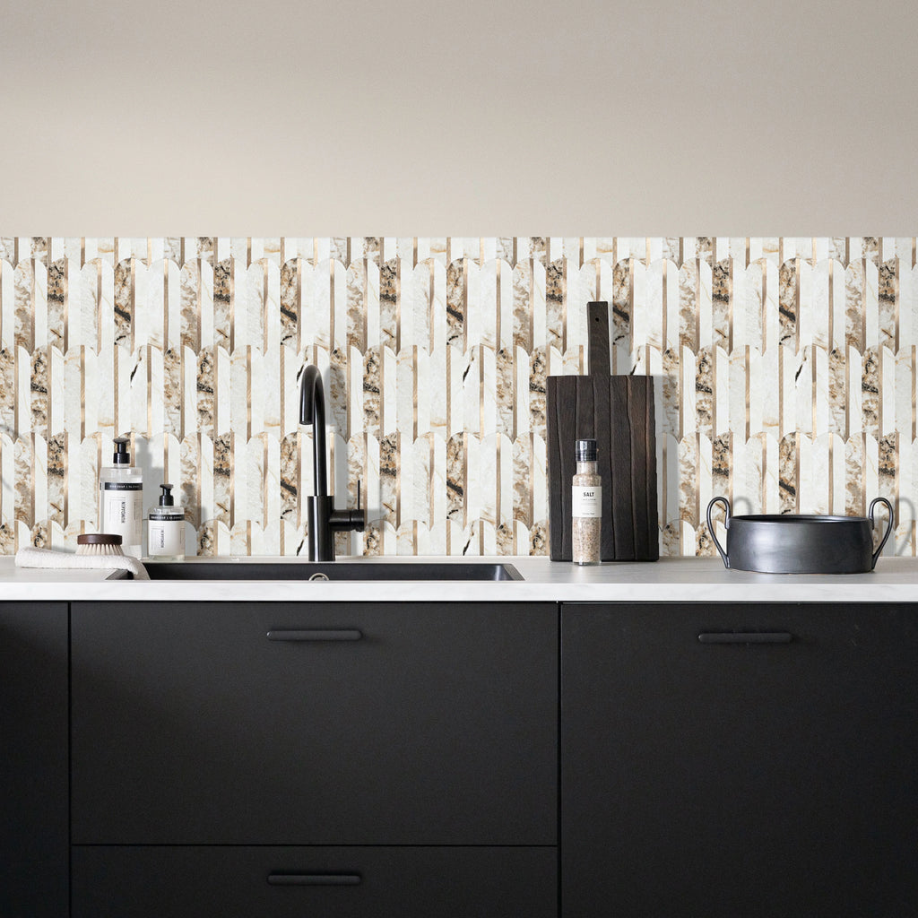 Peel and Stick Backsplash Feather Tile, Self Adhesive PVC Mix Metal Stick on Backsplash Wall Tile for Kitchen,Bathroom