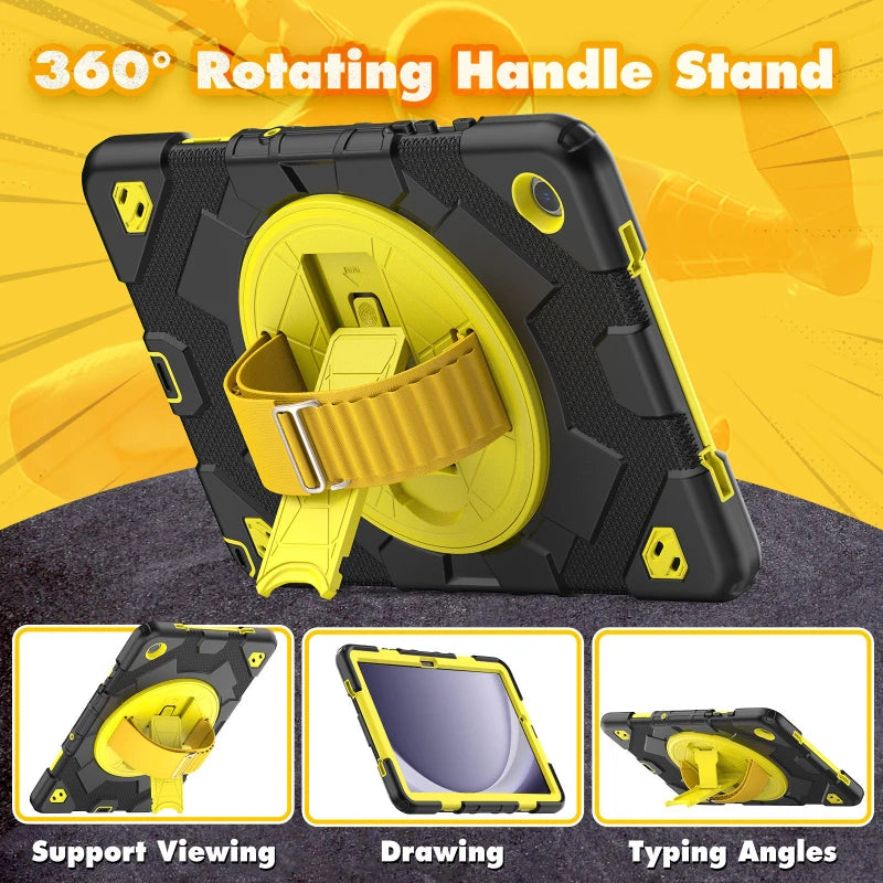 Samsung Galaxy Tab A9 Plus Case with 360 Rotating Stand and Strap Tidesmit