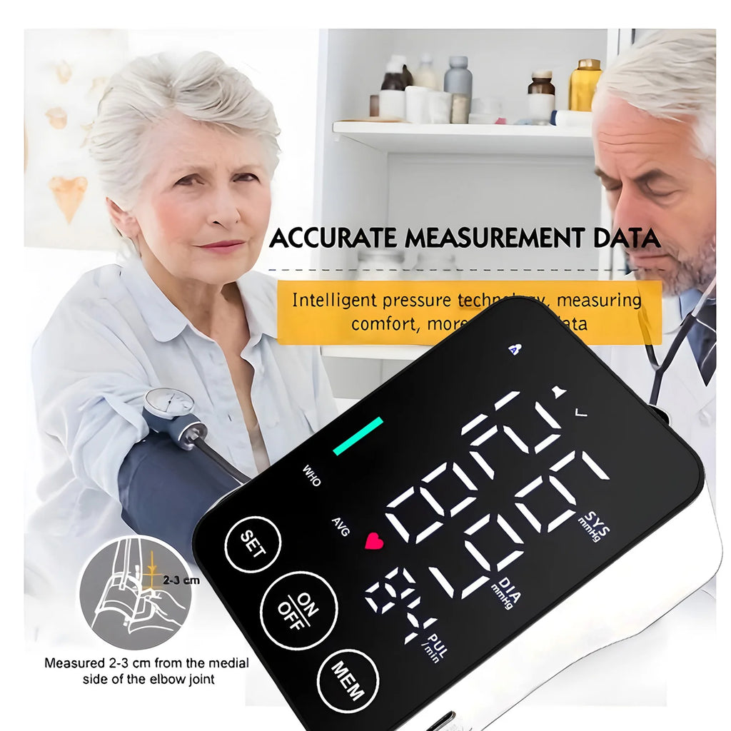 Blood Pressure Machine, Automatic Digital Upper Arm Blood Pressure Monitor with Adjustable Large Cuff