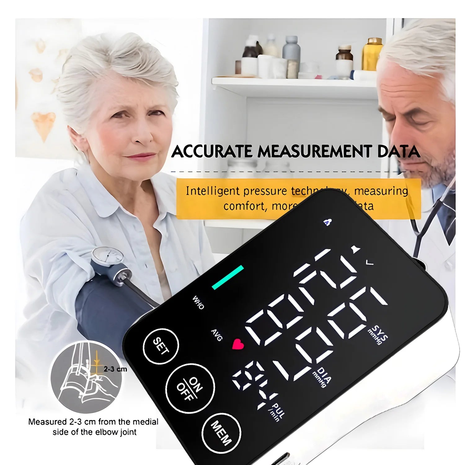 Blood Pressure Machine, Automatic Digital Upper Arm Blood Pressure Monitor with Adjustable Large Cuff
