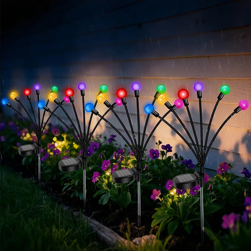 Solar Firefly Ground Spike Light LEDs Waterproof Outdoor Courtyard Sway Light for Lawn Garden Pathway Decor Landscape Lighting