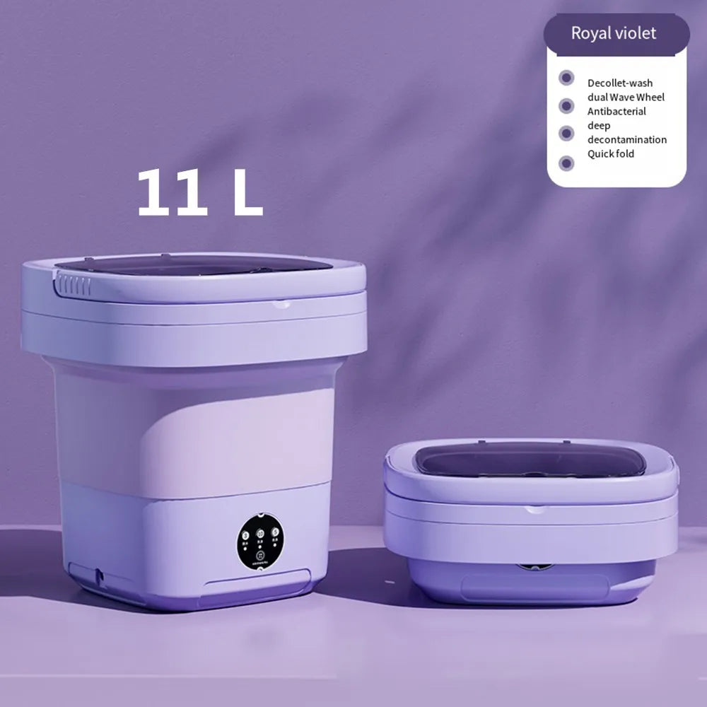 Tidesmit 6L 11L ultrasonic portable folding washing machine with integrated spin dryer bucket for travel clothes