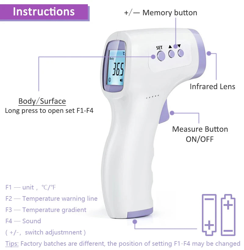 Thermometer Digital Medical Body Thermometer Baby Adult Non-contact Infrared Temperature Tools Home Fever Forehead Thermometer