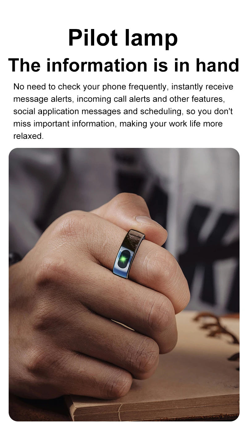 R08 Smart Ring Men Women with Charging Case Health and Sleep Monitor 5ATM Waterproof Multi Sport Mode Heart Rate Monitoring NEW