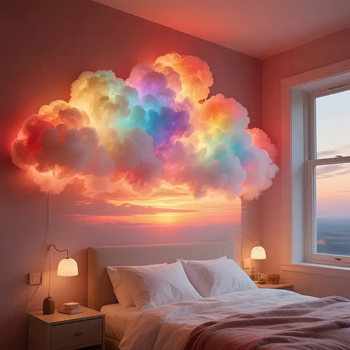 3D thunder cloud LED ambient light, multicolor glow, remote-controlled