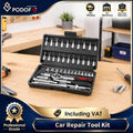 Podofo Auto Repair Socket Set 46pcs Professional Ratchet Wrench Pawl Spanner Screwdriver Tool Kit for Metalworking 1/4" Socket Spanner Ratcheting Screwdriver Ratcheting Screwdriver